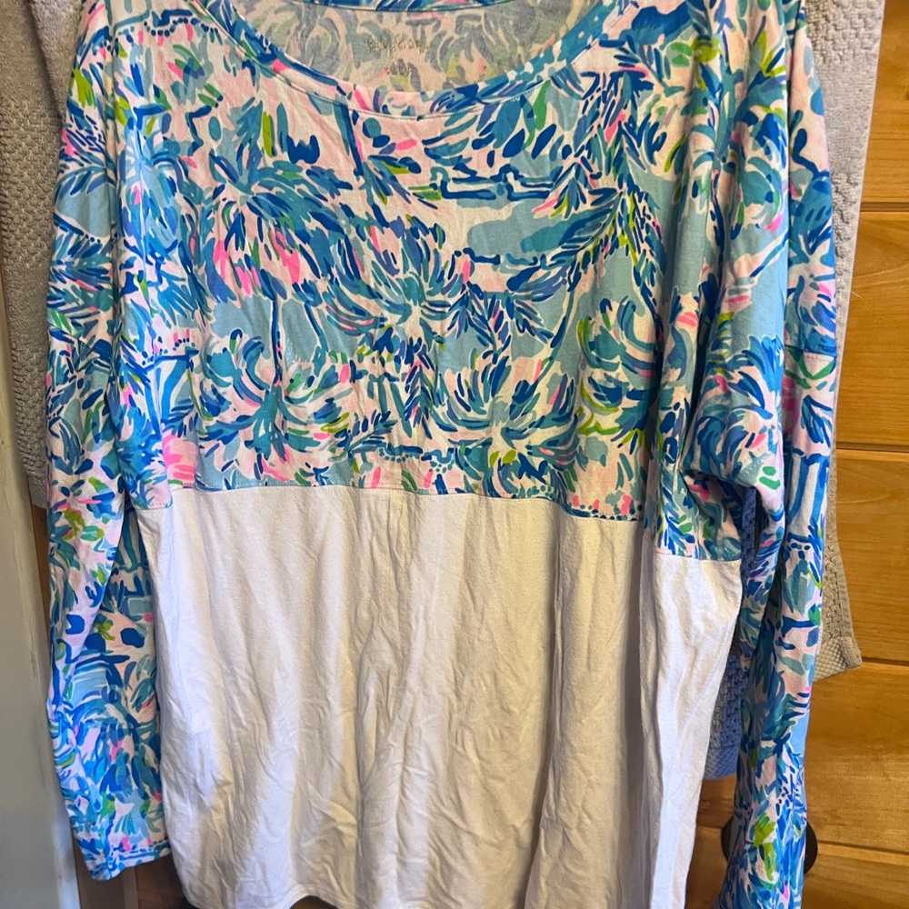 Lilly Pulitzer Blue and Pink Floral Top